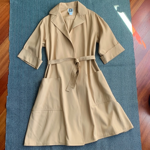 Khaki Tan Belted Jacket Vintage Anne Klein, Size S/M - Picture 3 of 12